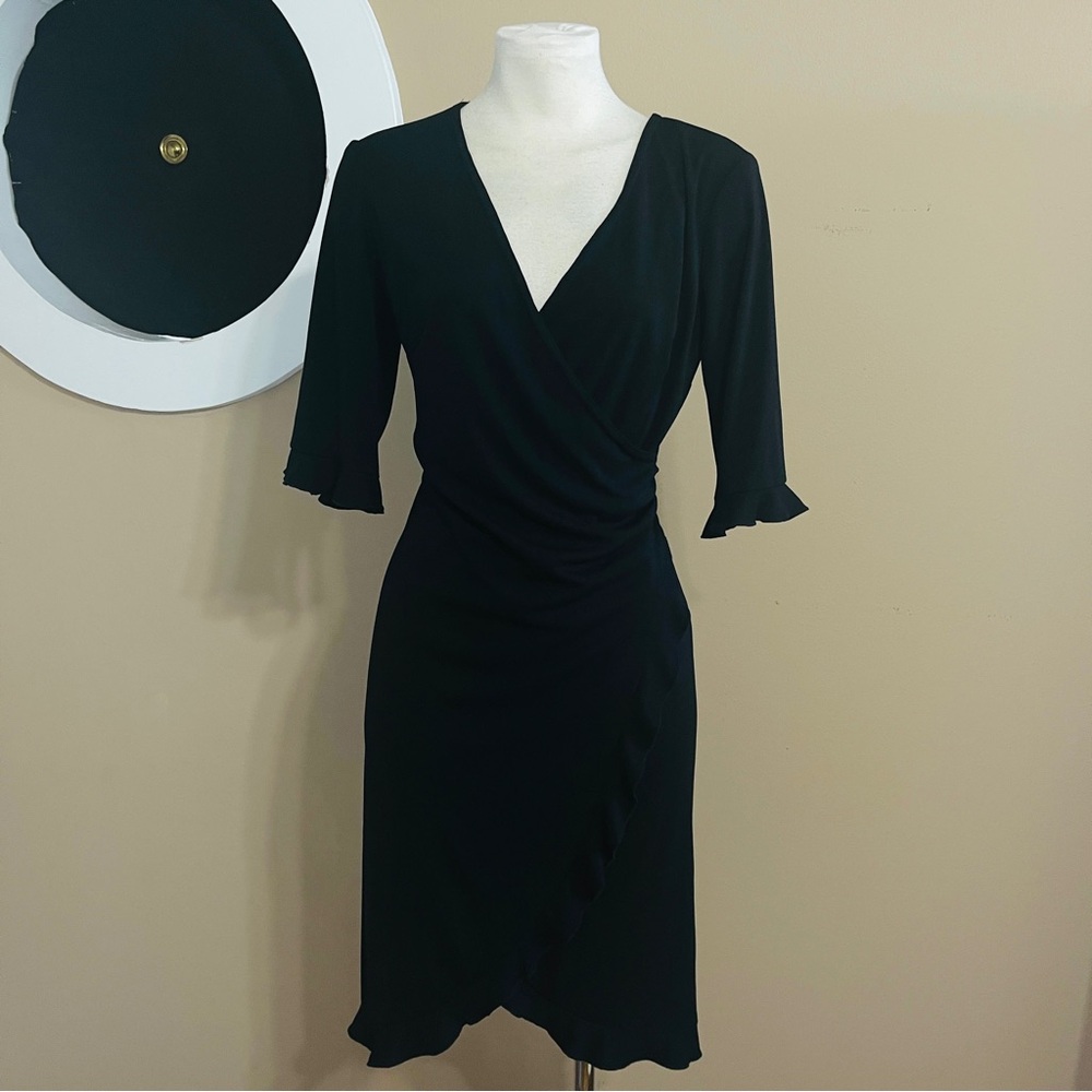 Vintage Connected Apparel Ruffle Black Cocktail Dress (No Tag, Fits 6)